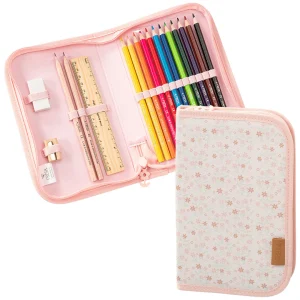 fresk etui met kleurpotloden - tuinbloemen - 17-delig