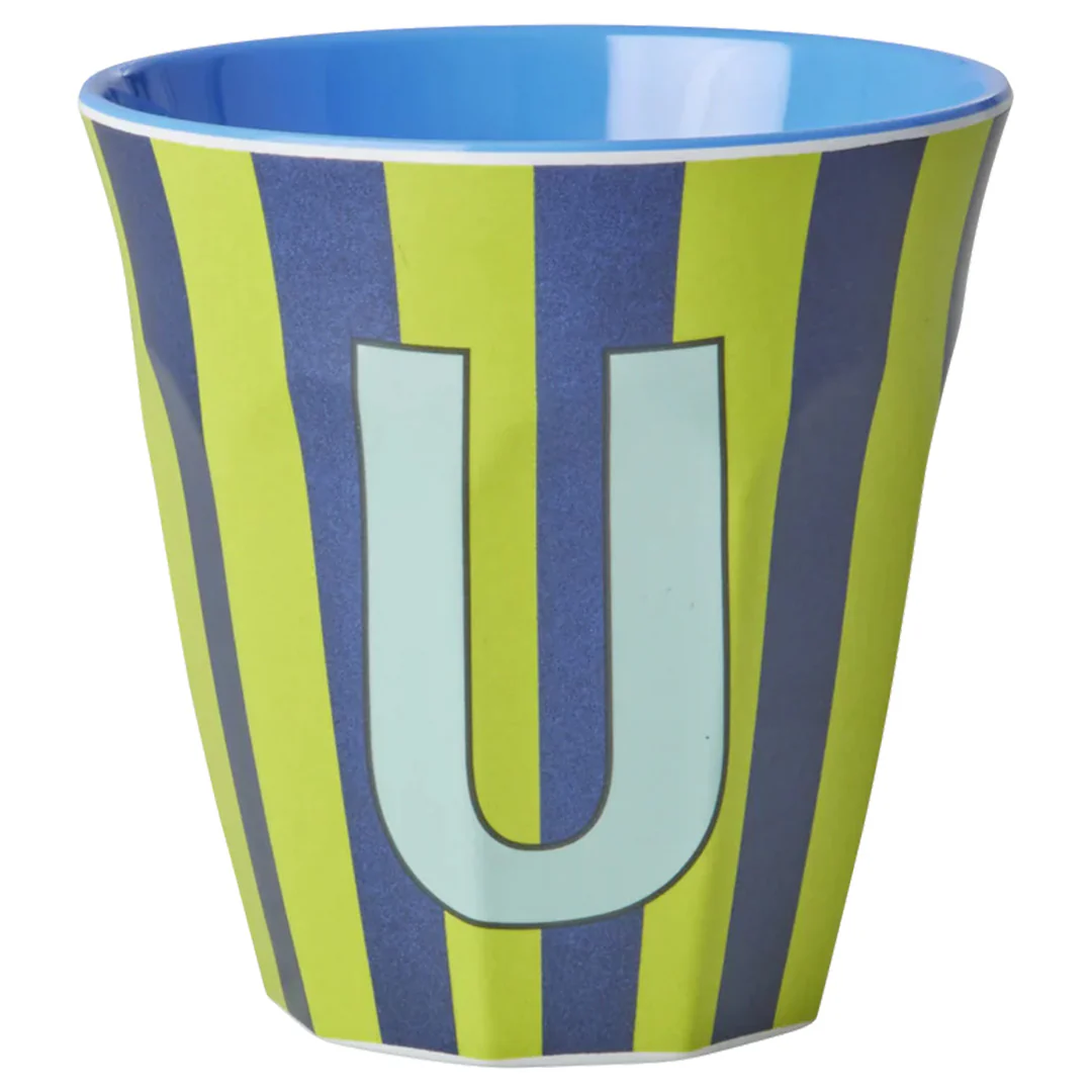 rice alfabetbeker U - streepjes - blauw - 250 ml - Afbeelding 2