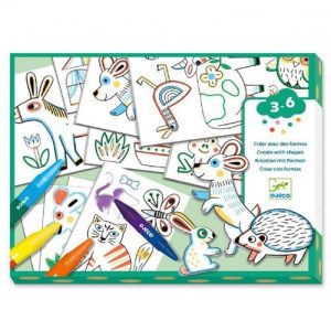 djeco knutselset creëren met 80 vormen - dieren