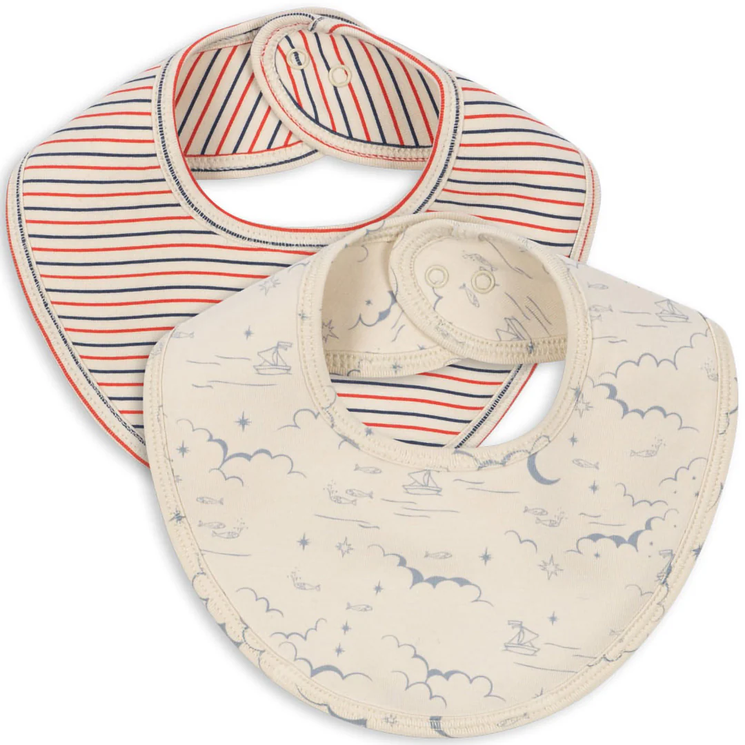 konges sløjd slabbetjes - stripe tricolore petit - 2st