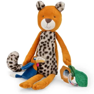 moulin roty activiteitenknuffel la forêt mawa - luipaard taïgo - 55 cm