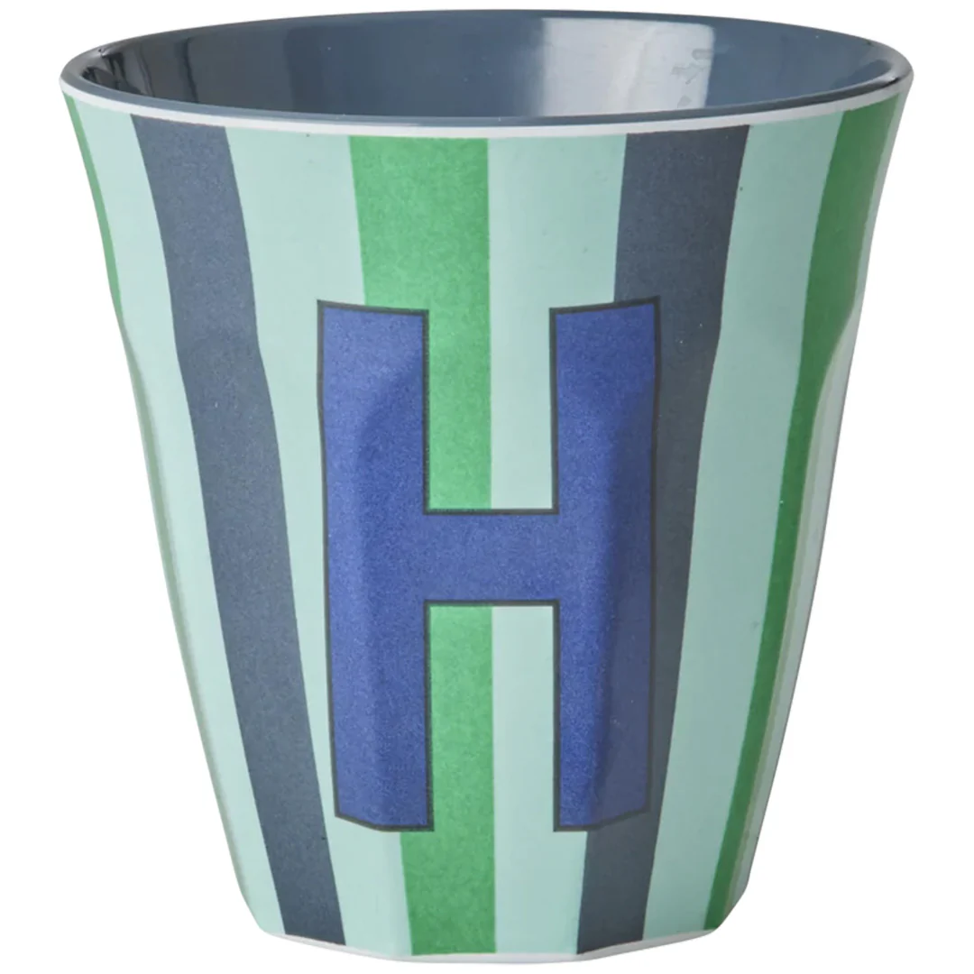 rice alfabetbeker H - streepjes - groen - 250 ml