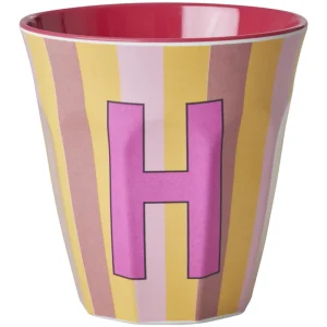 rice alfabetbeker H - streepjes - roze - 250 ml