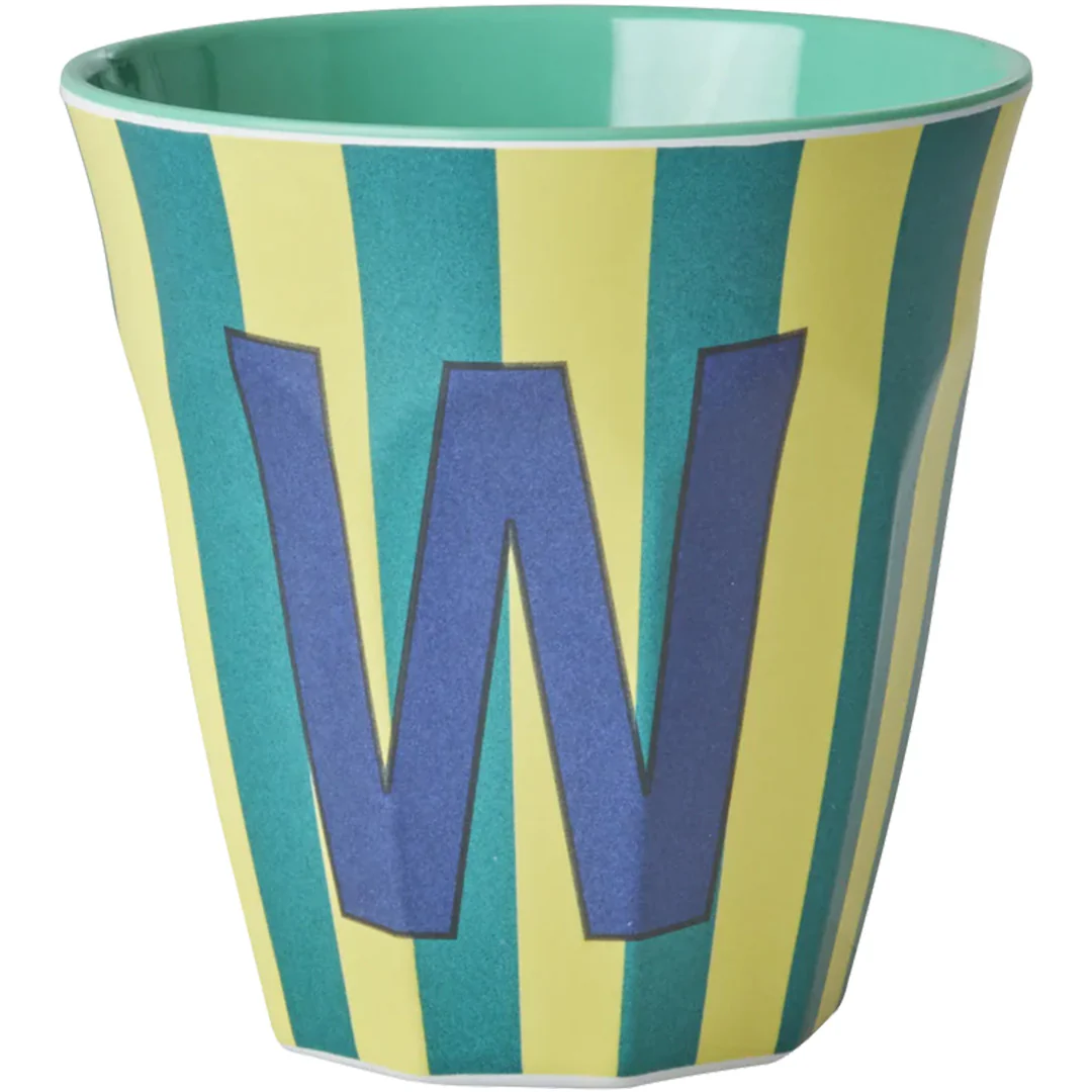 rice alfabetbeker W - streepjes - groen - 250 ml